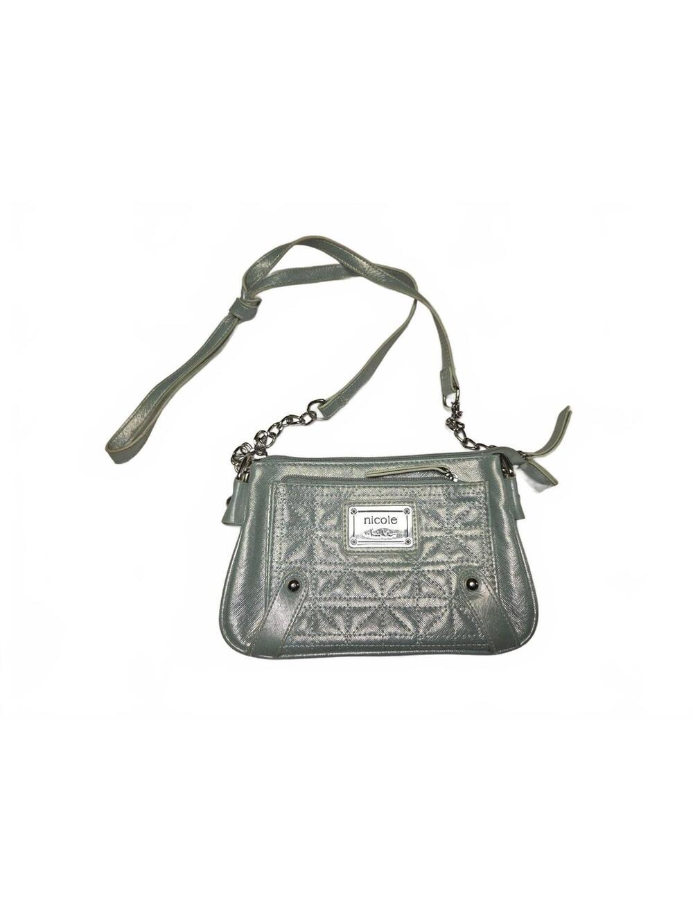 Nicole by Nicole Lee Metallic Light Blue Quilted Crossbody Bag Purse